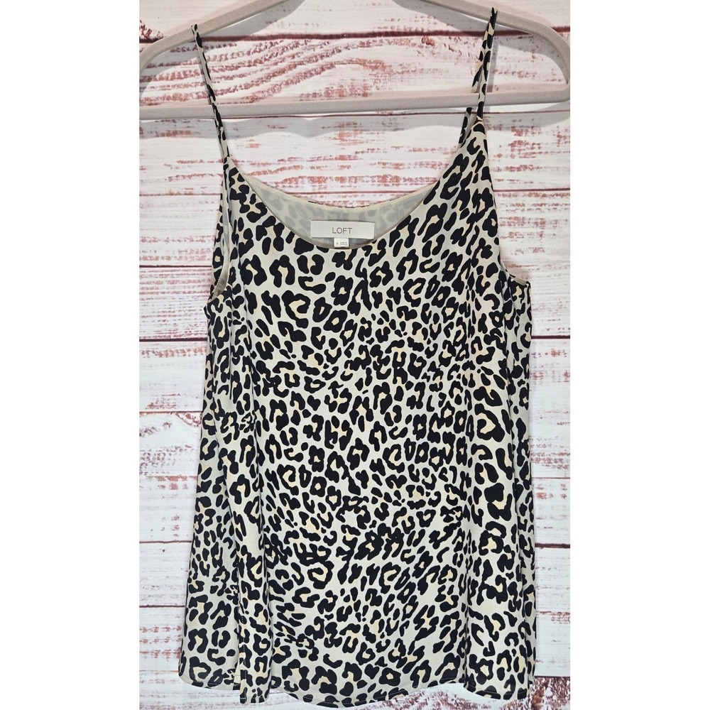 LOFT Women's Medium Leopard Print Cami Tank Top Animal Print Chiffon